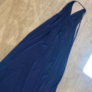 White Fox navy satin halter dress XS